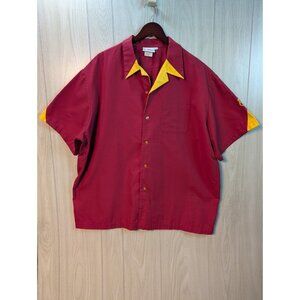 Cruisin USA Red Yellow Embroidered Button up Short Sleeve Bowling Shirt Sz 3XL
